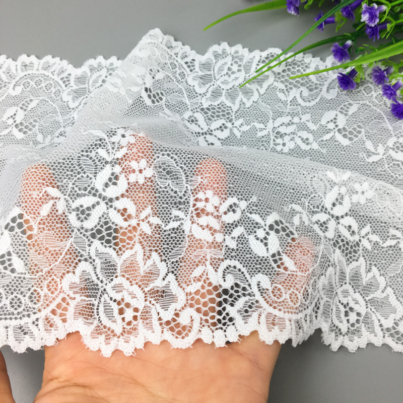 电脑版弹力内衣花边 17CM玫瑰大花蕾丝睡衣花边 细薄柔软 可染色