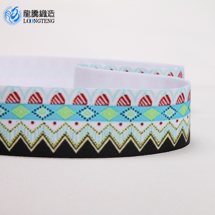 热转印花松紧带数码印花织带 油墨印花弹力带彩色高弹裤头松紧带
