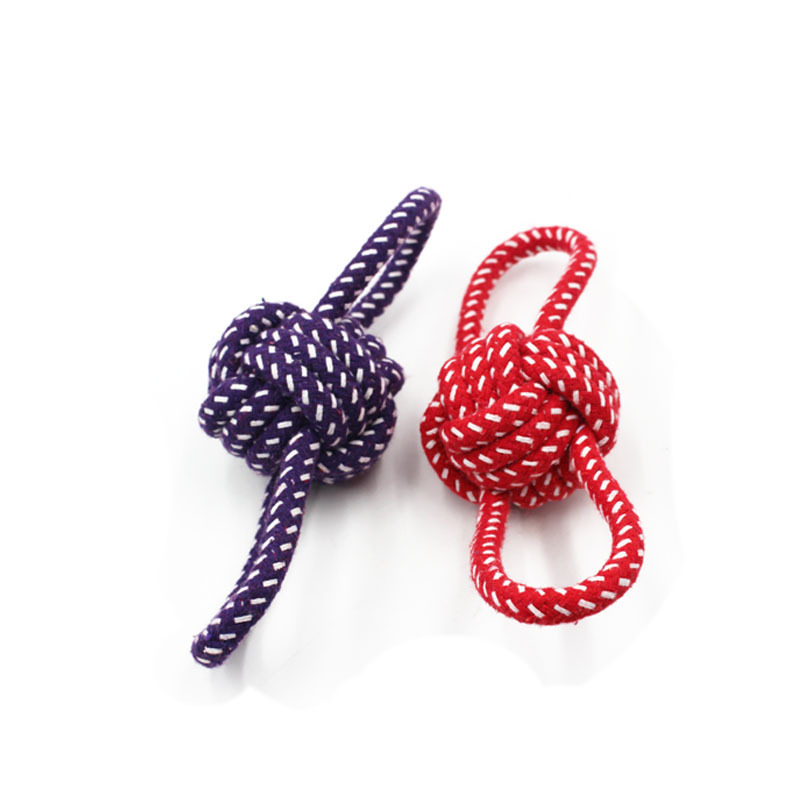 Nudo de mascota perro de juguete Limpieza de dientes molar Bola de cuerda de algodón tejida a mano bola binaural suministros de entrenamiento interactivo para perros al por mayor image 6