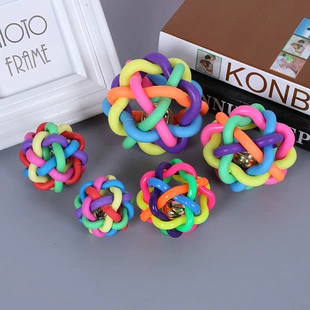  Rainbow toy, colorful woven small bell, pet, makes sounds, (Physicals)
