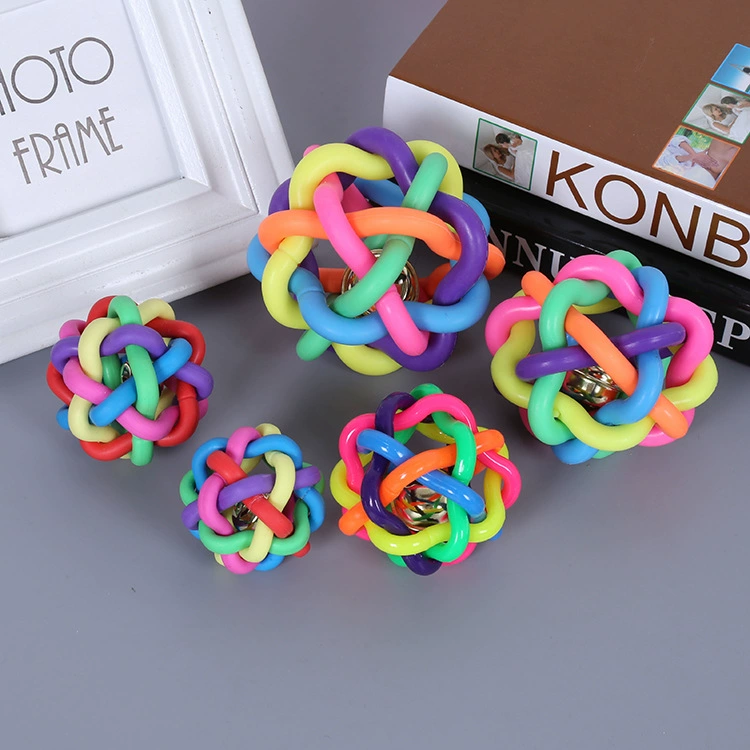  Rainbow toy, colorful woven small bell, pet, makes sounds, (Physicals)