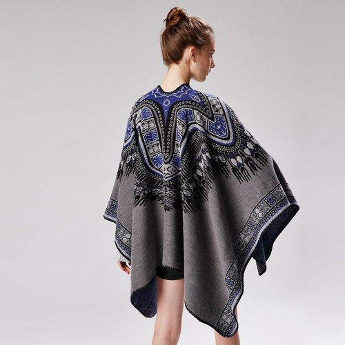 Women's new abstract pattern thickened slit dual-use shawl cross-border exclusive Amazon best-selling shawl