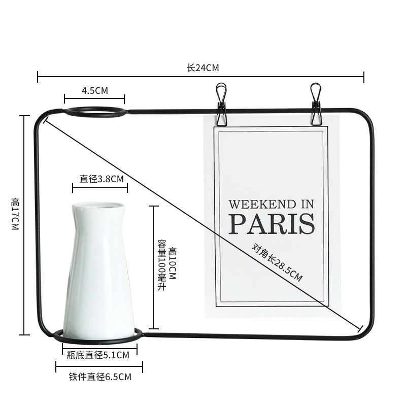 Ins客間鉄芸フォトフレームは北欧の水培花瓶を飾っています。