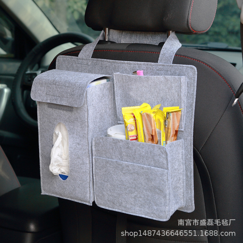 Fieltro bolsa de almacenamiento de coche Silla de almacenamiento trasero bolsa de basura asiento colgando bolsa caja de almacenamiento de coche