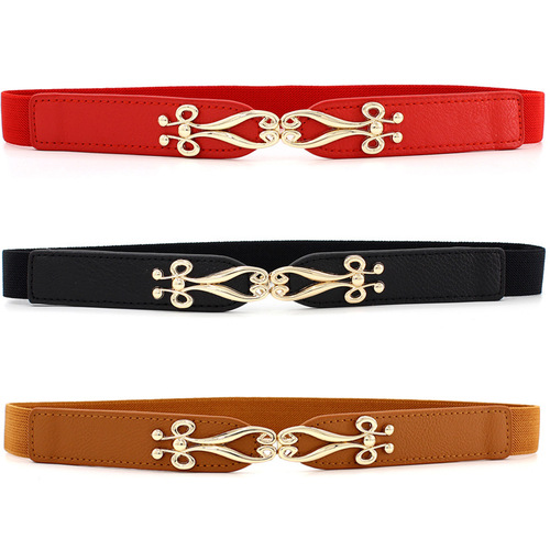 Spring and summer women's thin dress buckle elastic waistband women's fashion accessories thin elastic belt versatile one piece drop shipping