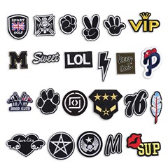 Embroidered patch with black small computer and embroidery pattern for clothing decoration, trendy brand cool patch sticker