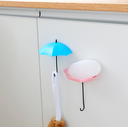Creative umbrella hooks, traceless, nail-free, cute small sticky hooks, adhesive hooks behind the door, wall hanging hooks, 3 pack manufacturer