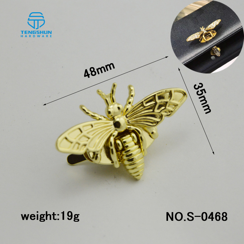 锌合金手袋箱包五金配件小蜜蜂锁扣皮具手袋五金配件锁浅金现货