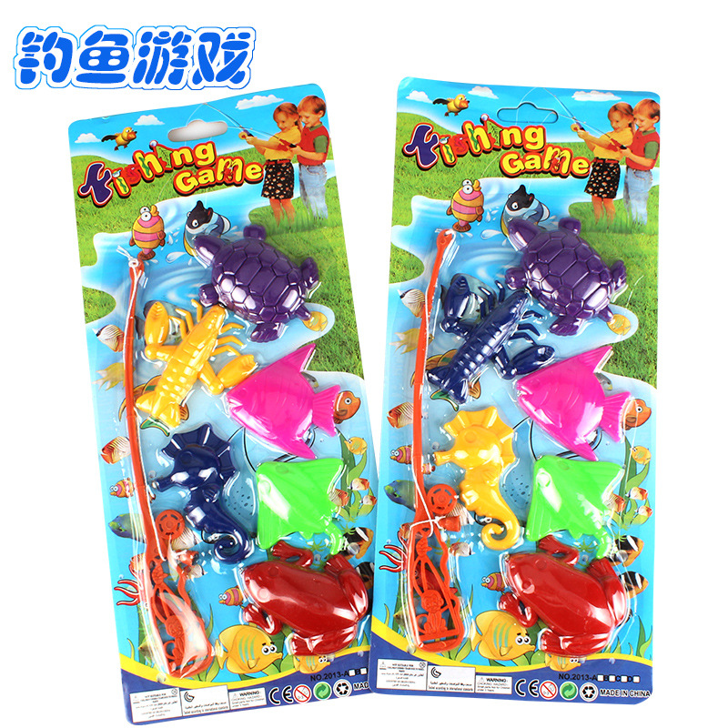 Kids Fishing Toy Magnetic Fishing Card Set Toy Single Pole Fishing Toy Set Hot Sale Swimming Toy Wholesale