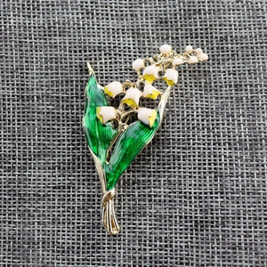 European and American Brand Retro Enamel Green Leaf Lily of the Valley Brooch Corsage Elegant Cross-Border Hot-Selling Brooch
