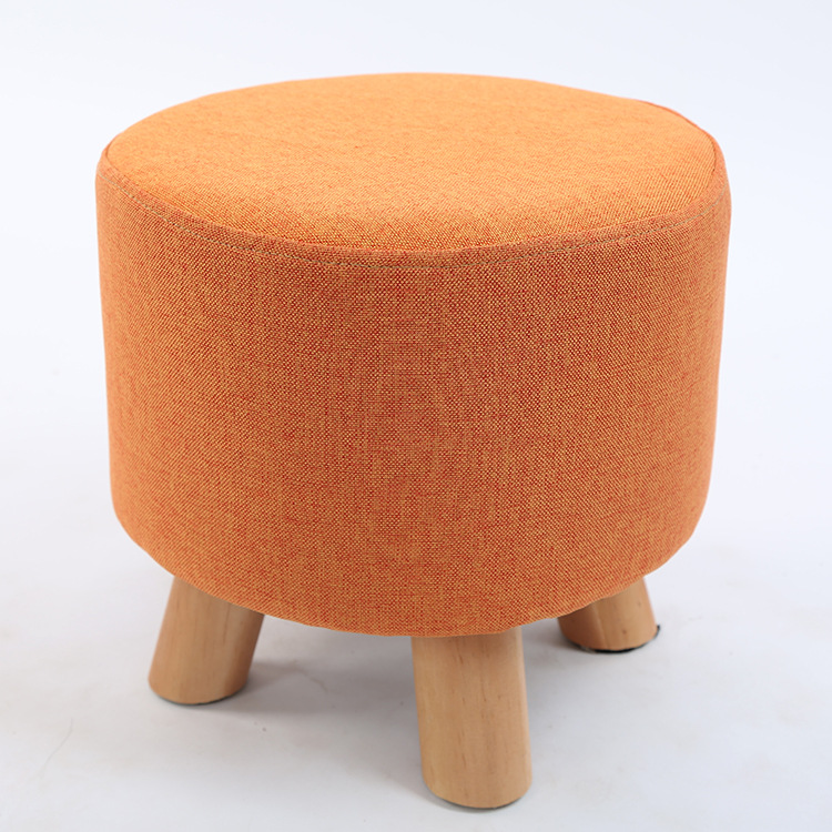 Taburete pequeño de tela al por mayor, hogar de moda, sala de estar para adultos, taburete redondo pequeño, taburete de sofá, taburete bajo de madera, taburete creativo para cambiar zapatos