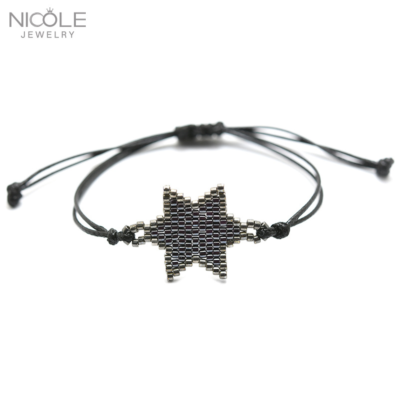 Nueva pulsera de las mujeres europeas y americanas importadas granos de arroz DIY hecho a mano original estrella tejida pulsera de la joyería ventas directas de la fábrica