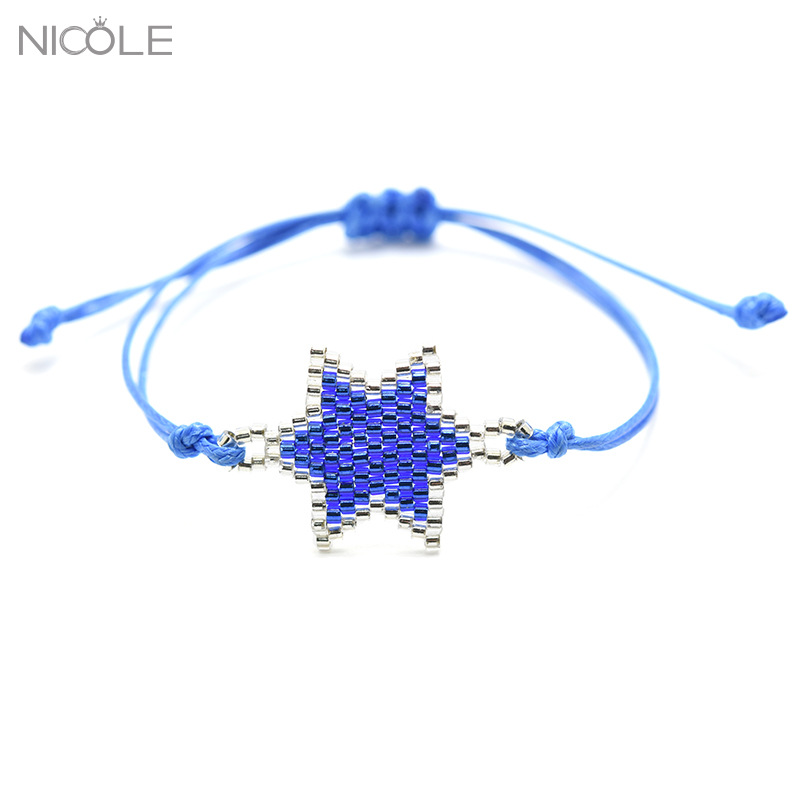 Nueva pulsera de las mujeres europeas y americanas importadas granos de arroz DIY hecho a mano original estrella tejida pulsera de la joyería ventas directas de la fábrica