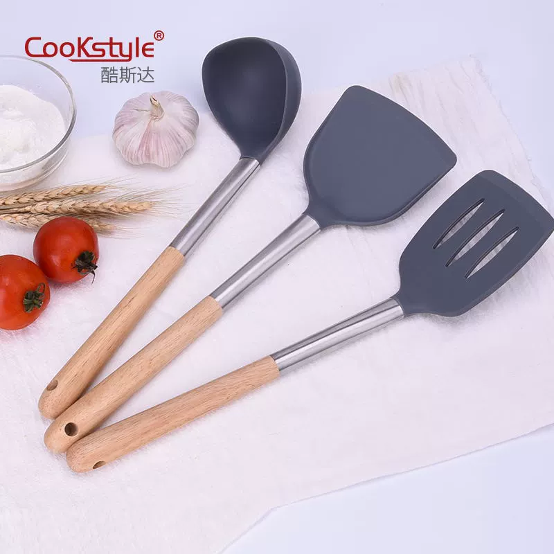 Набор кухонных принадлежностей (CookStyle) — силиконовые головки, стержни из нержавеющей стали, нордические цвета