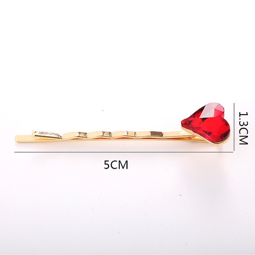 Korean version orange crystal metal one-piece hair clip fashion simple heart edge fringe hair accessory manufacturer wholesale