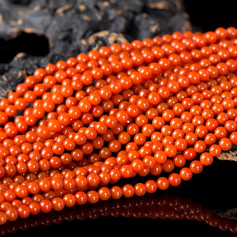 Natural 6a flame persimmon red South red agate loose beads semi-finished diy jewelry accessories bracelet bracelet accessories