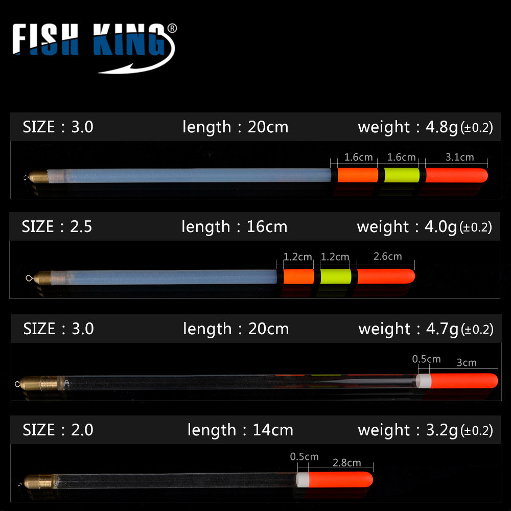 FISHKING fábrica de pescado hueco flotador de pescado de plástico flotador hueco llamativo flotador perlas flotantes transparentes flotador de tubo de flotador de pescado ligero