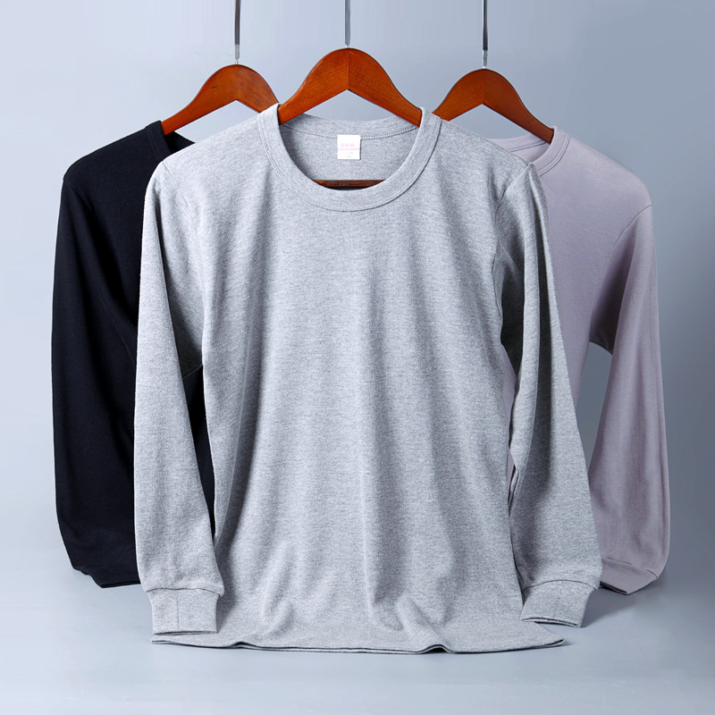 Jiugunlu Autumn and Winter Men's All-Cotton Thermal Underwear Mid-High Collar Base Layer Warm Underwear Single Top Cotton Sweater