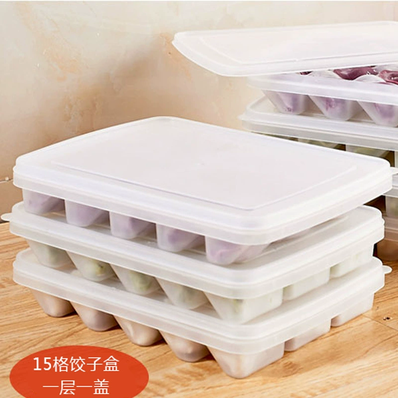 Dumpling storage box, food‑grade PP, 21‑grid non‑stick stackable tray