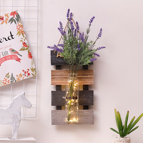 ins wooden background wall hydroponic wall hanging creative plant vase green radish container living room wall decoration pendant