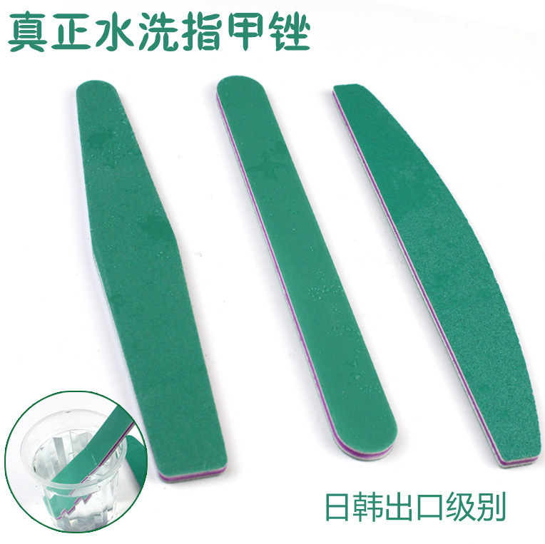 Factory Direct Sale of Green Waterproof Nail File, Diamond-Shaped Double-Sided Polishing Strip, Washable, Wear-Resistant, and Reusable