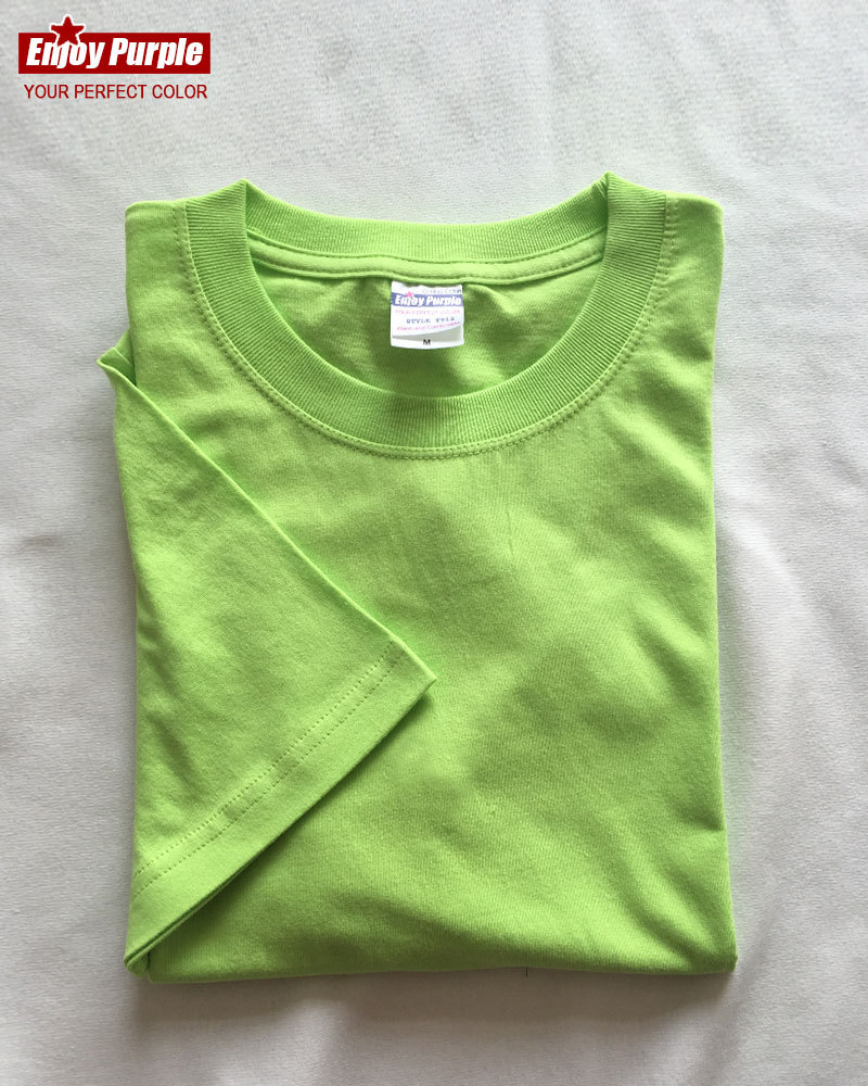 Verano refrescante de algodón puro color sólido cuello redondo manga corta Camiseta de moda pareja de hombres y mujeres 200g media manga blanca ins casual