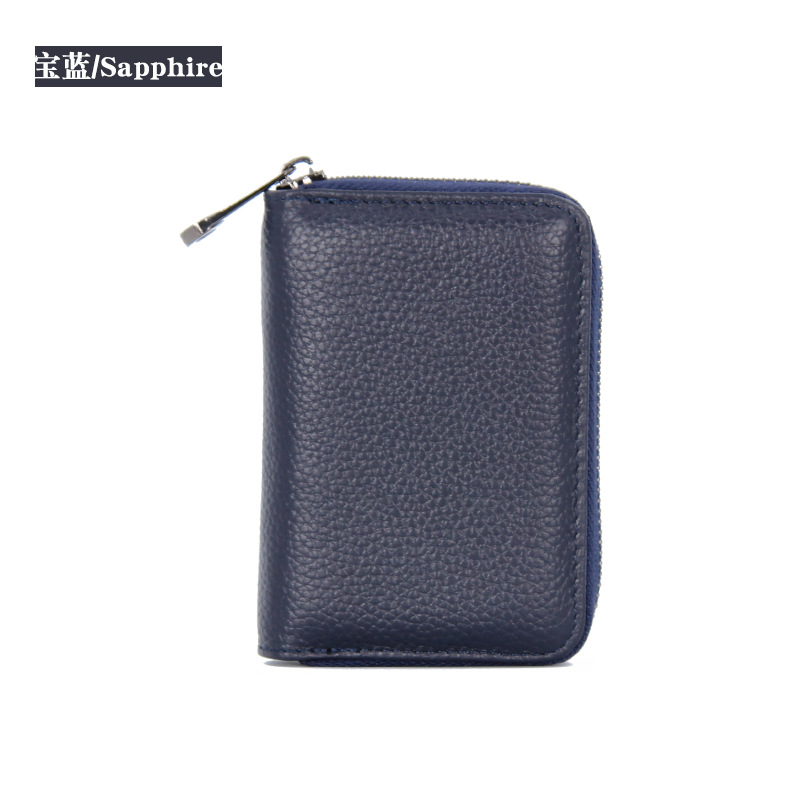トップ層牛革防磁rfid本革男女共通カードバッグ多機能証明書バッグジッパーカードカバー名刺バッグ