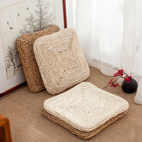 Woven Straw Futon, Square Thickened Cushion, Chair Mat, Tatami Floor Mat for Bay Windows, Traditional Chinese Culture Meditation & Prayer Pad, Zen Meditation & Seated Practice Mat