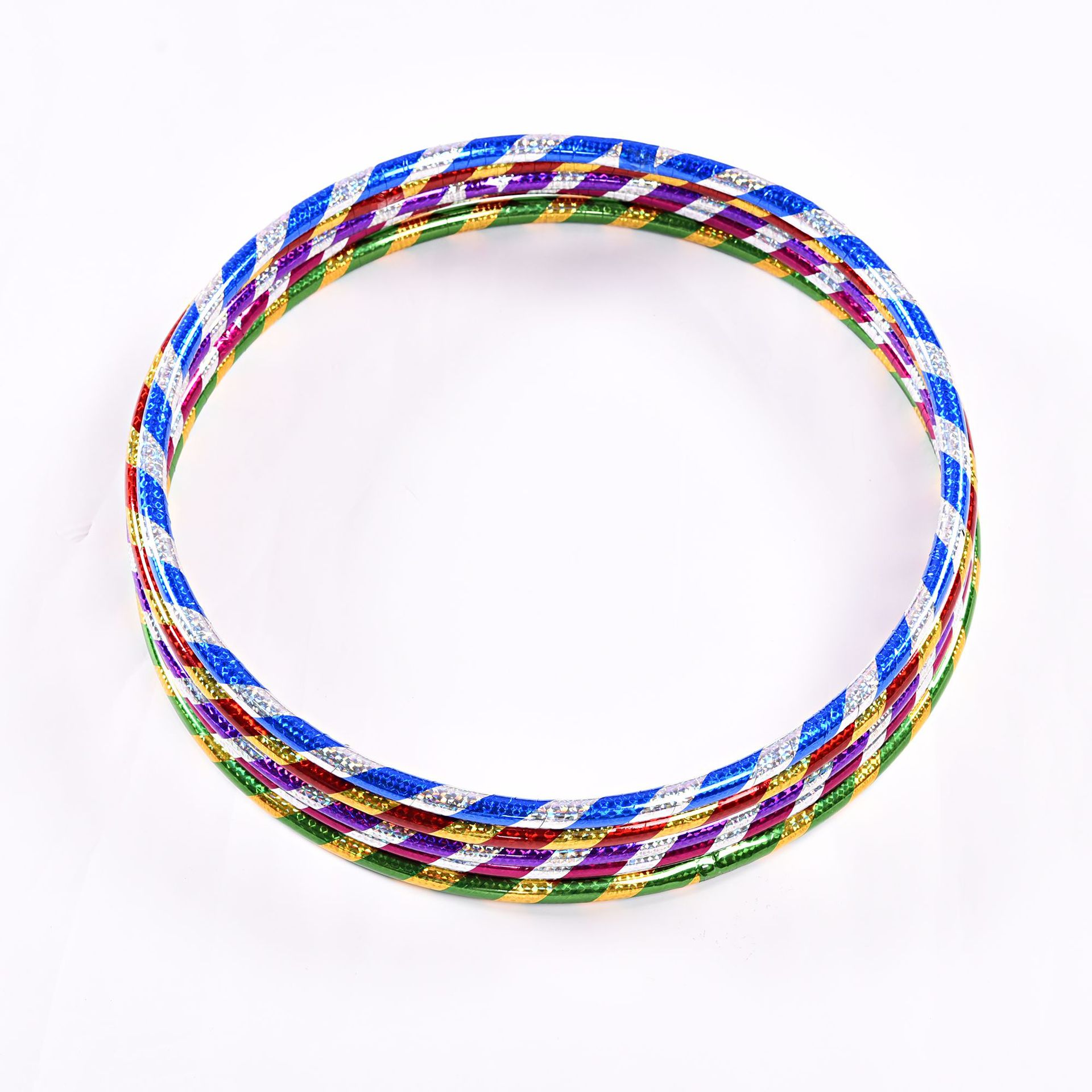 厂家直销儿童呼啦圈幼儿园1.6管双色镭射呼啦圈器材健身器材玩具