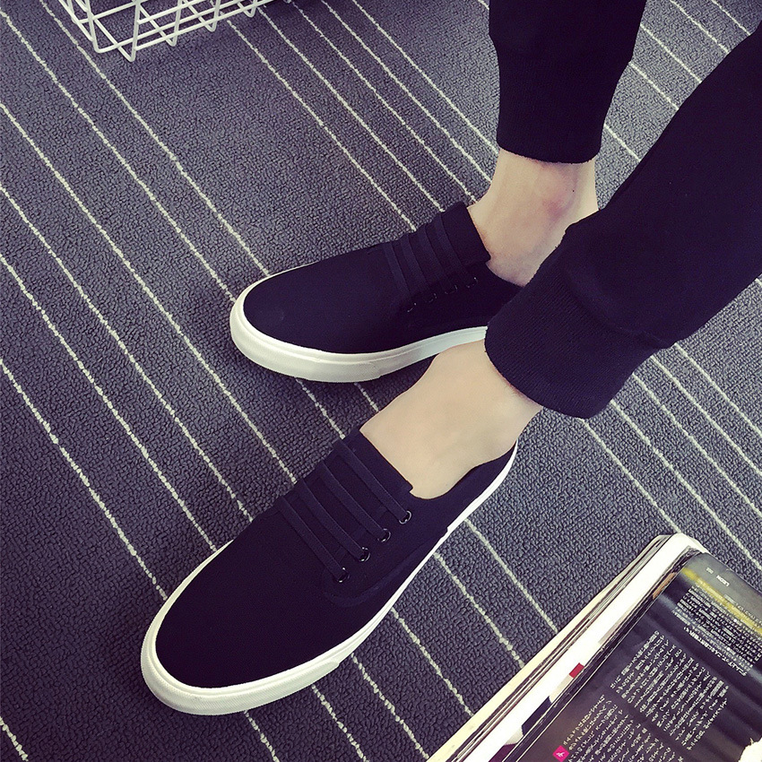2026 New Style Student Casual Trendy Shoes White Loafers Canvas Shoes Black Men's Slip-On Driving Shoes