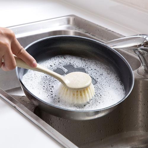 T household long-handled pot brush kitchen cleaning brush straw dishwashing brush kitchen artifact sink cleaning brush cup brush