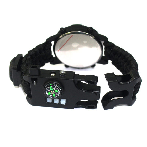 Outdoor Multifunctional Umbrella Rope Braided Strap Mountaineering Watch Field Adventure Emergency Survival Watch Compass Thermometer