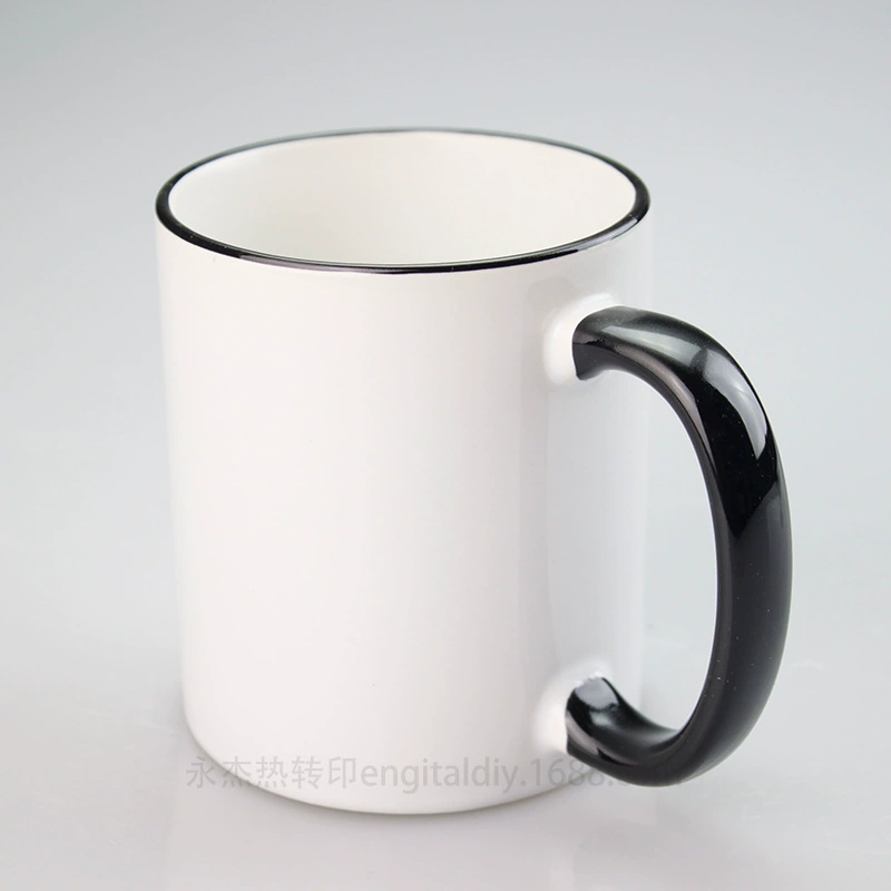 Кружка 11oz прямого завода, кружка с изменением цвета по краю, термопереносное покрытие, разноцветный ободок, глазурованная керамическая кружка, DIY
