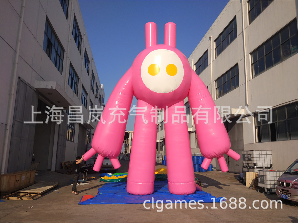 厂家做 大号气模卡通 8米高粉色卡通充气吉祥物玩偶气模