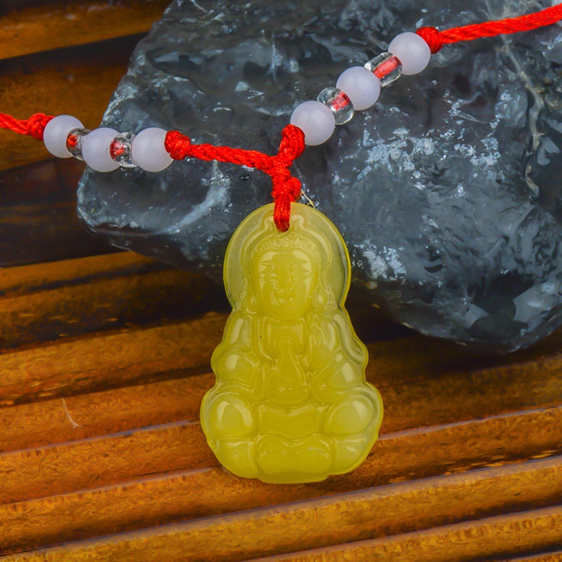 现货低价促销网店赠品小礼品仿黄玉红绳观音佛貔貅平安锁项链批发