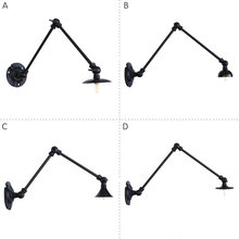 美式工业风复古漫咖啡伸缩折叠个性简约镜前三节单头铁艺亚黑壁灯
