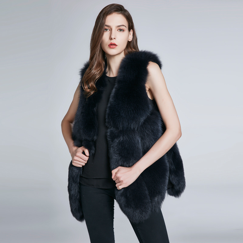 Fox Fur Vest Women's Mid-length Real Fur Coat Sleeveless 2021 New Autumn and Winter Warm Coat Women