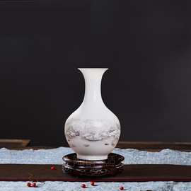批发景德镇手工陶瓷花瓶水培花器雪景花插家居装饰中式摆件