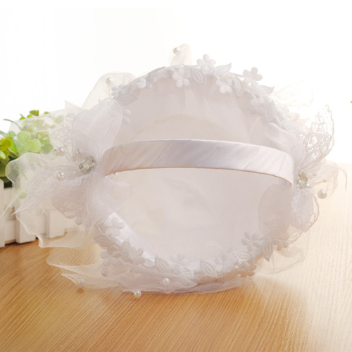 Factory direct supply wedding flower basket lace diamond wedding hand basket creative wedding bride hand basket