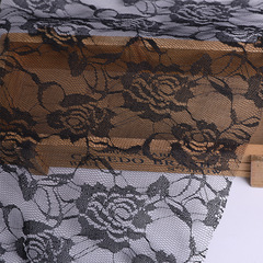 Perspective lace net gauze black 100% polyester rose lace fabric for inelastic children's net dress fabric