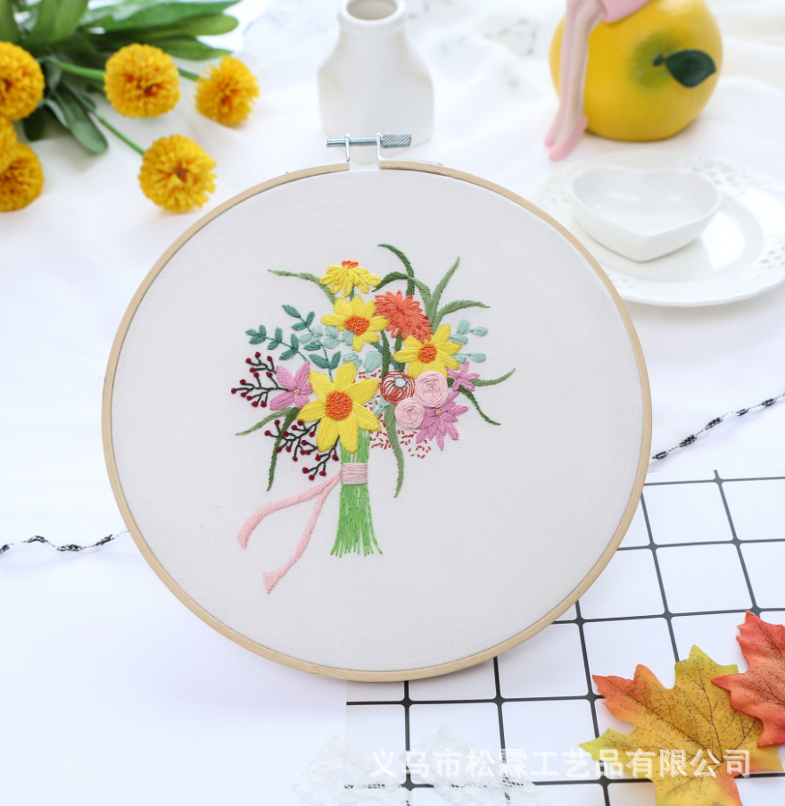 Directo de fábrica original hecho a mano DIY tela Europea bordado flor y hierba material paquete kit de costura bordado Europeo