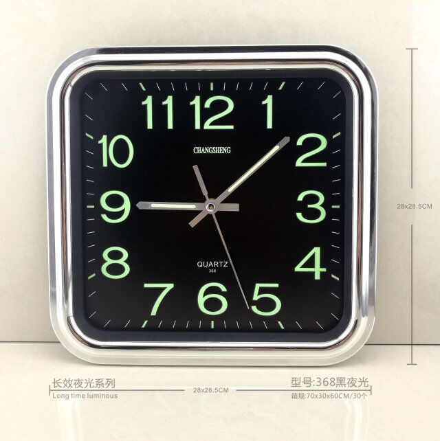 Amazon transfronterizo 28 * 28.5cm creativo reloj de pared de luz nocturna cuadrado simple reloj de pared decoración de personalidad