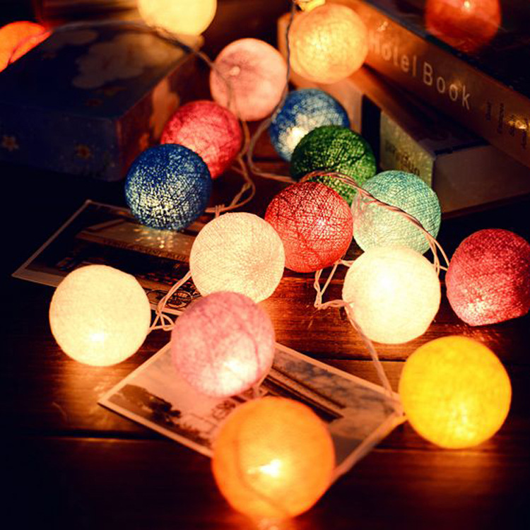 Creative handmade cotton ball led light string Thailand ball colored light decoration room dormitory artifact Christmas light string Creative handmade cotton ball led light string Thailand ball colored light decoration room dormitory artifact Christmas light string