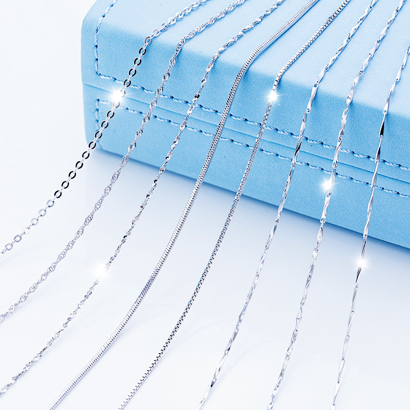 Platinum plated 18 inch water wave chain 0 chain cross chain snake bone chain box chain melon seed chain ingot chain star chain