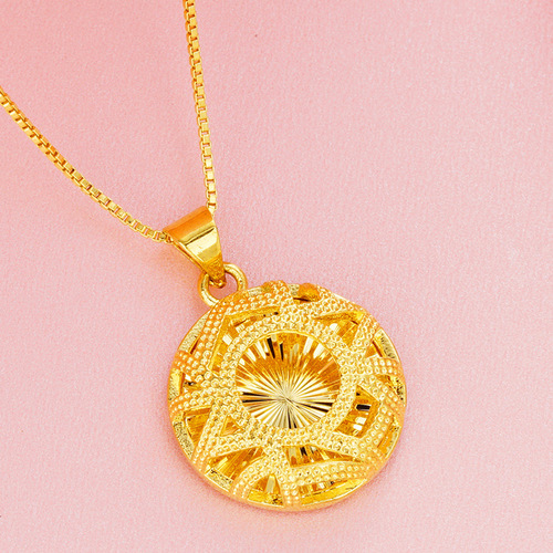 Vietnamese sand gold pendant for women, long-lasting, heart-shaped flower, fashionable and versatile, copper alloy imitation gold, Yiwu accessories