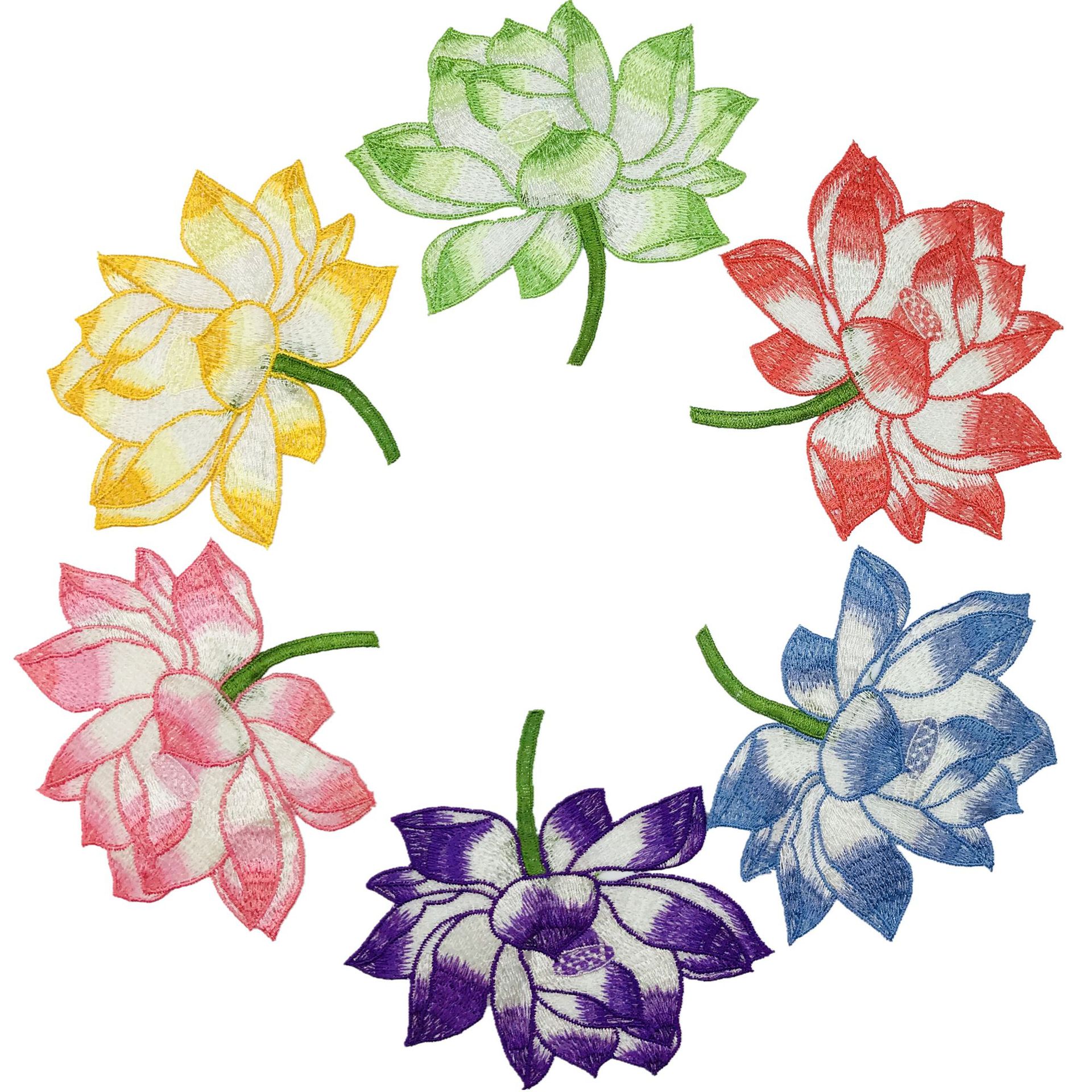 厂家直销新款刺绣 荷花水溶绣花 民族礼服大补丁 舞台演出服贴花