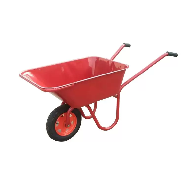 工地建筑园艺手动独轮车人力翻斗车简单平板不锈钢红色独轮手推车