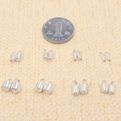 0.8MM至4MM皮繩頭套管銀管S925純銀DIY手工製作配件蠟繩管