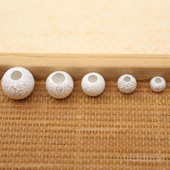 S925純銀磨砂珠隔珠散珠手工竄珠串珠DIY配件紅繩手腳鏈轉運珠