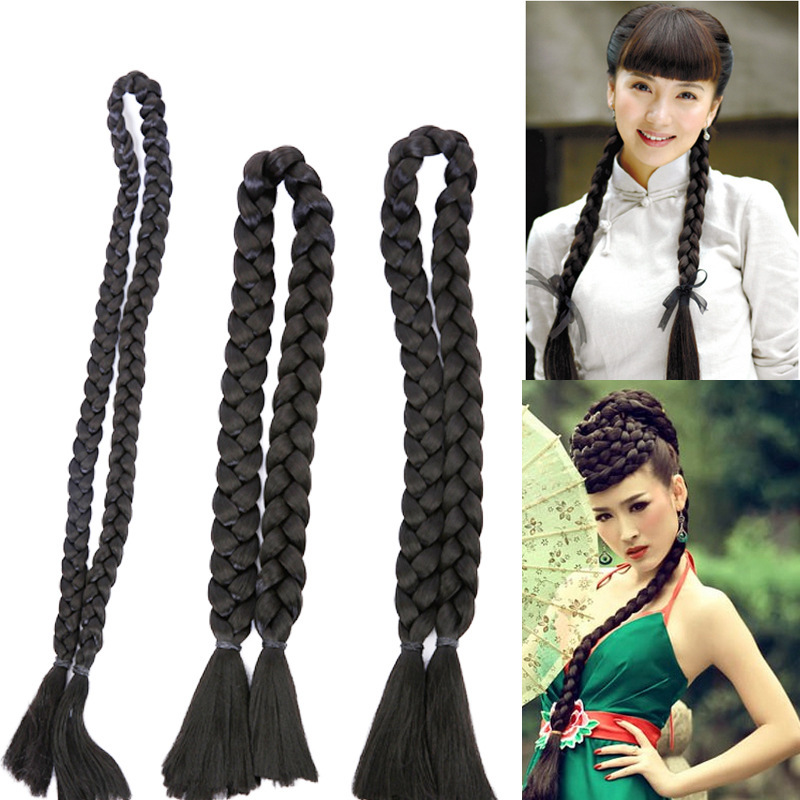 Ancient costume style double braided wig May 4th Youth braid Chinese bride Xiuhe long braid Ancient costume style double braided wig May 4th Youth braid Chinese bride Xiuhe long braid